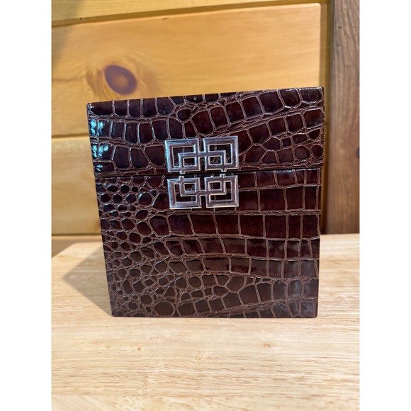 J.T. Rose & Co. Other - J.T. Rose & Co Dark Brown Croc‎ Embossed Faux Leather Decorative Box